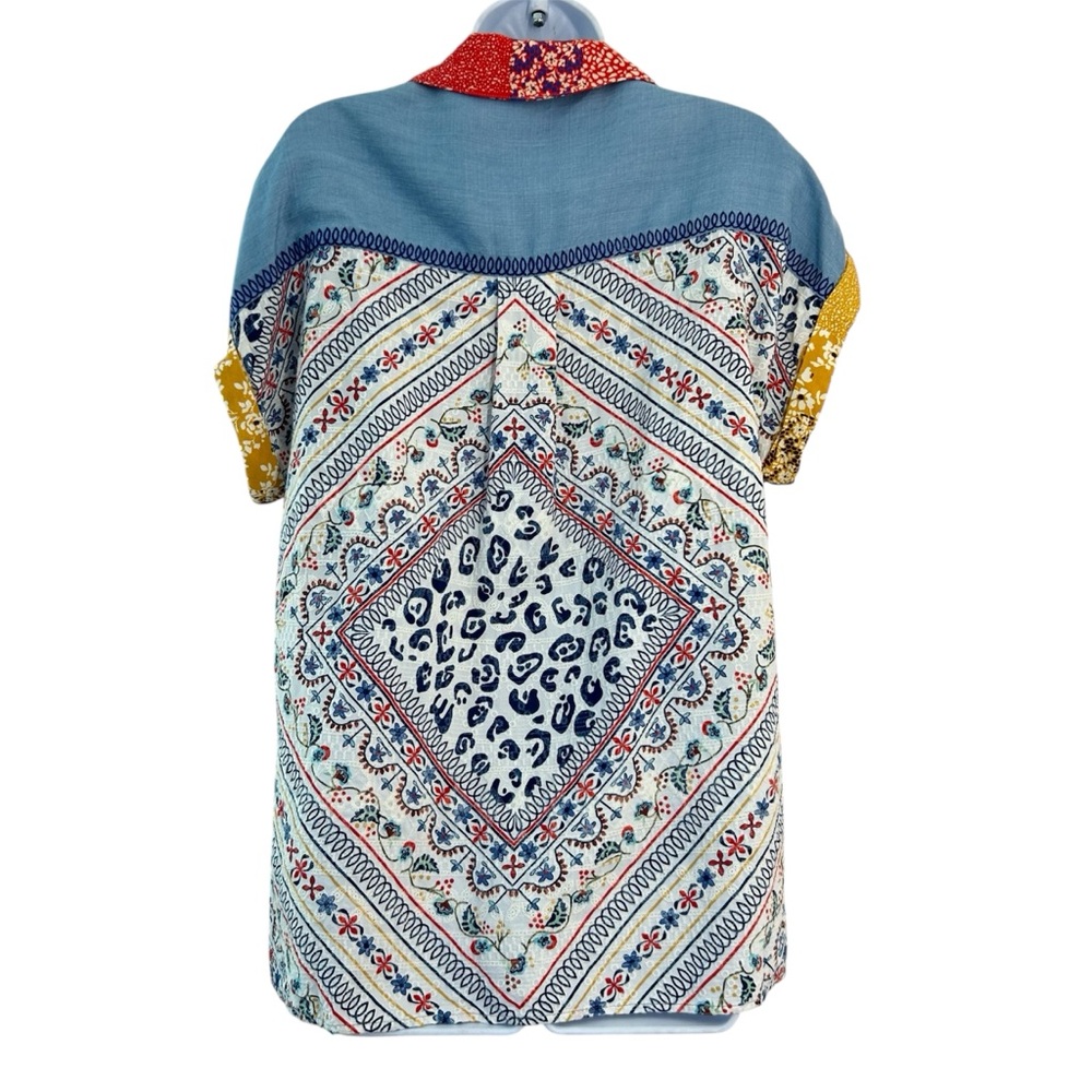 John Mark Boho Embroidered Button-Down Top Size M… - image 2